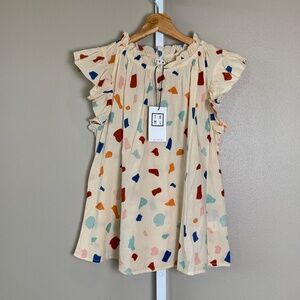 THML Ruffle Flutter Sleeve Print Blouse